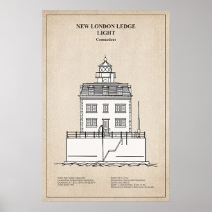 Poster Phare de New London Ledge - Connecticut - SBD