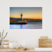 Poster Phare de North Pier avec grand navire (Cuisine)