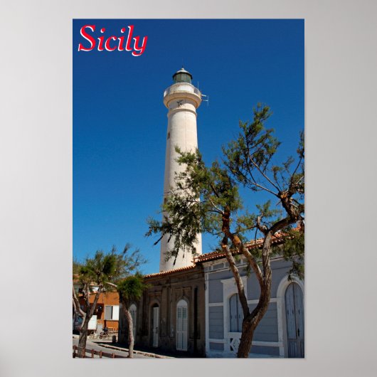 Poster Phare de Punta Secca, Sicile, Italie (Devant)