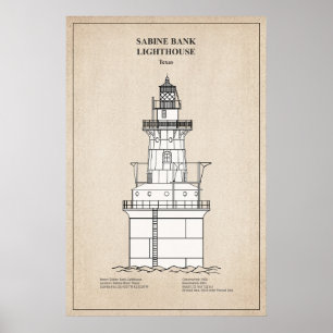 Poster Phare de Sabine Bank - Texas - SBD