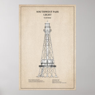 Poster Phare de Southwest Pass - Louisiane - SBD