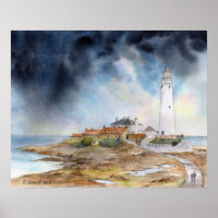 Phare de St Marys Aquarelle de Whitley Bay
