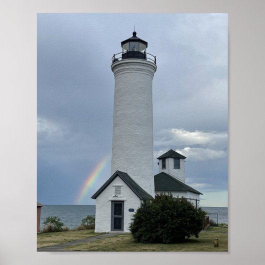 Poster Phare de Tibbetts Point Rainbow Cape Vincent NY (Devant)