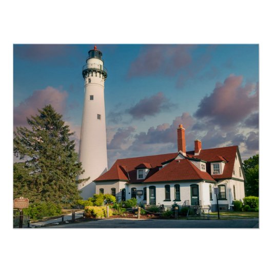 Poster Phare de Wind Point sur le lac Michigan (Devant)