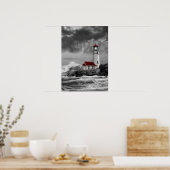 Poster Phare du Cap Blanco en noir et blanc (Cuisine)
