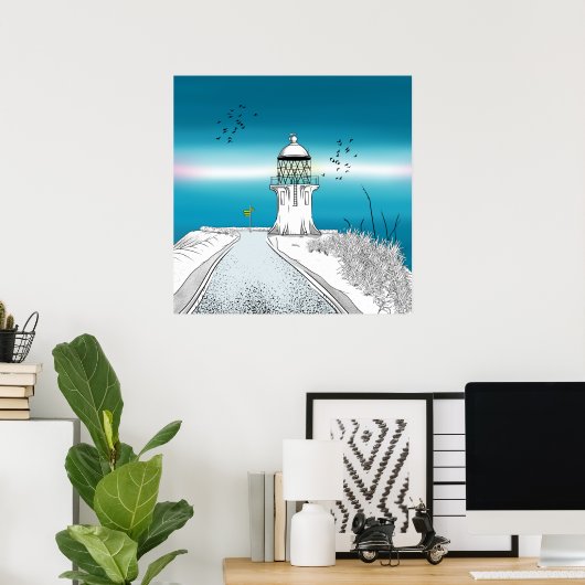 Poster Phare du Cap Reinga Nouvelle-Zélande (Bureau à domicile)