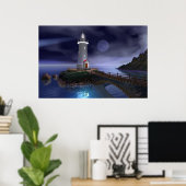 Poster Phare Elliot Key - Pleine lune (Bureau à domicile)