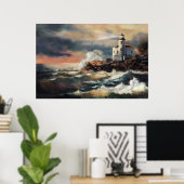 Poster Phare en lumière du soir (Bureau à domicile)