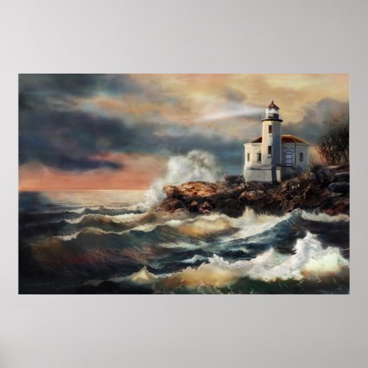 Poster Phare en lumière du soir (Devant)