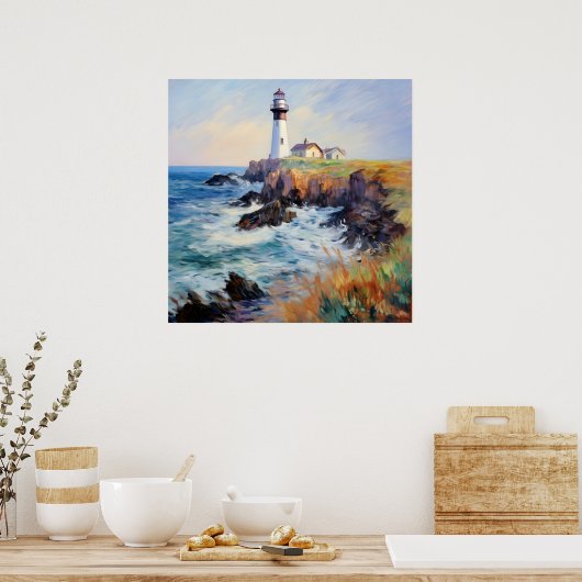 Poster Phare En Mer - Art Impressionniste Français (Cuisine)