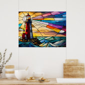 Poster Phare en verre tendu à Sunrise (Cuisine)