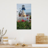 Poster Phare, fleurs et imprimé océan (Cuisine)