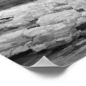 Poster Phare gris Noir Blanc Nuages Mer Océan (Coin)