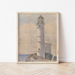 Poster Phare, île des Chaussures | Childe Hassam<br><div class="desc">Phare,  île des Shoals (1886) | Oeuvre originale du peintre impressionniste américain Childe Hassam (1859-1935). Utilisez les outils de conception pour ajouter du texte personnalisé ou personnaliser l'image.</div>
