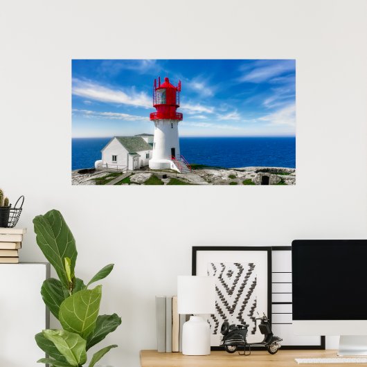 POSTER PHARE LA PLUS ANCIENNE EN NORVÈGE - LINDESNES (Bureau à domicile)