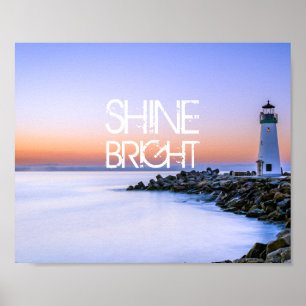 Poster Phare lumineux Pastel Sunset Rocky Beach