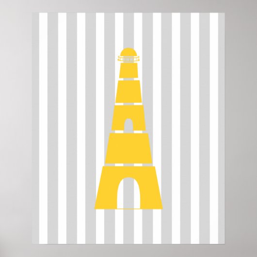 Poster Phare marin rayé gris et jaune (Devant)
