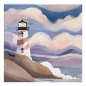 Poster Phare maritime | Aquarelle Peinture Océanique (Devant)