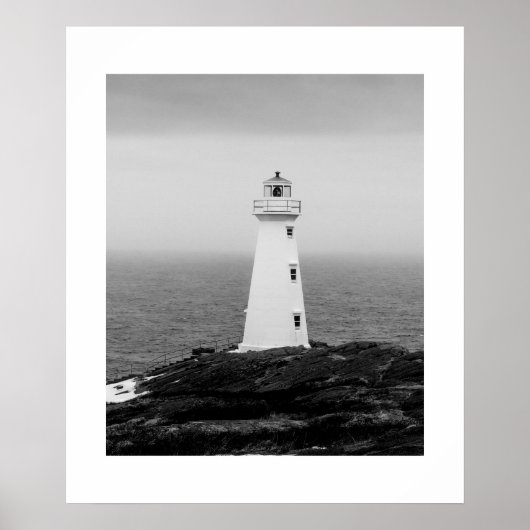 Poster Phare minimaliste noir blanc (Devant)