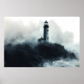 Poster Phare Mystique au milieu des vagues océaniques - C (Devant)