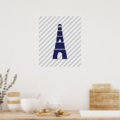 Poster Phare nautique à rayures bleues et grises (Cuisine)