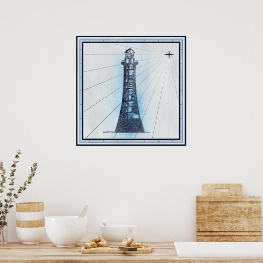 Poster Phare Nautique vintage (Cuisine)