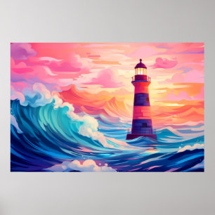 Poster Phare Ocean Coast Paysage Nature