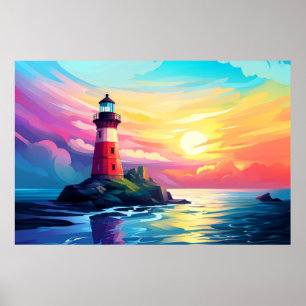 Poster Phare Ocean Coast Paysage Nature