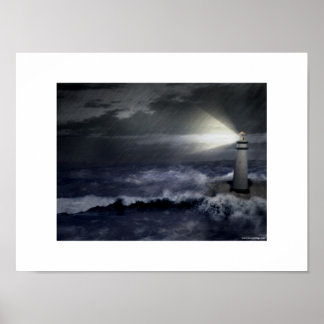 Poster Phare pendant la tempête