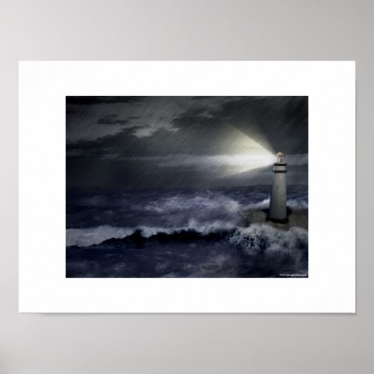 Poster Phare pendant la tempête (Devant)