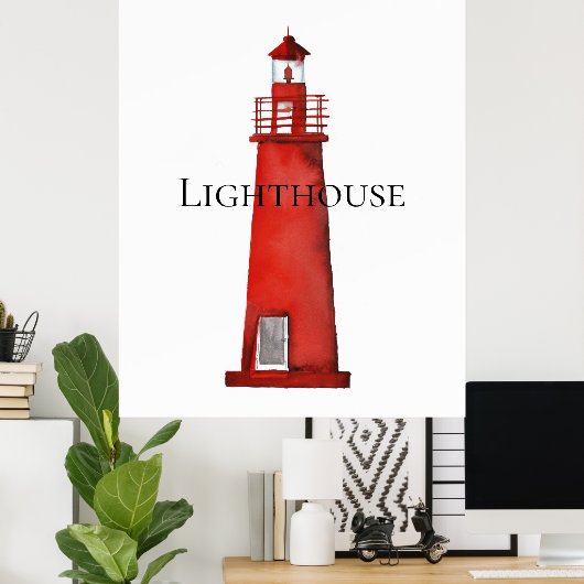 Poster Phare rouge (Bureau à domicile)