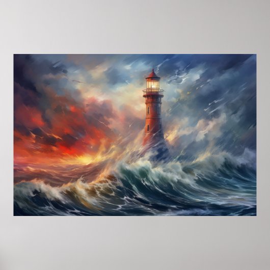 Poster Phare Seacoast Serene Paysage (Devant)