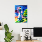 Poster Phare sous un ciel étoilé (Bureau à domicile)