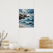 Poster Phare sur une côte orageuse (Cuisine)
