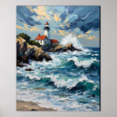 Poster Phare sur une côte orageuse (Devant)
