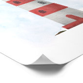 Poster Phare Thème Marin Océan Rouge Blanc Bleu (Coin)