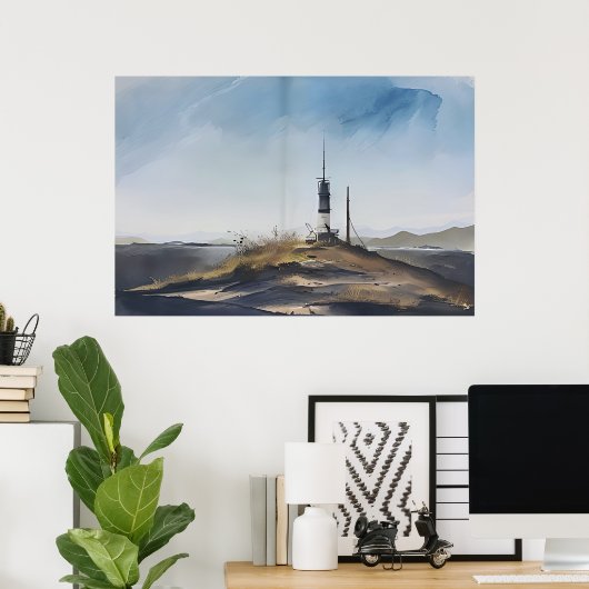 Poster Phare vous guidant chez vous (Bureau à domicile)