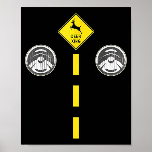 Poster Phares de cerf avec marquages routiers Costume de