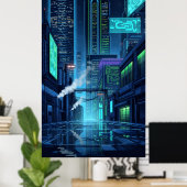 Poster phares de néon du futur pixel city (Bureau à domicile)