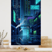 Poster phares de néon du futur pixel city (Cuisine)