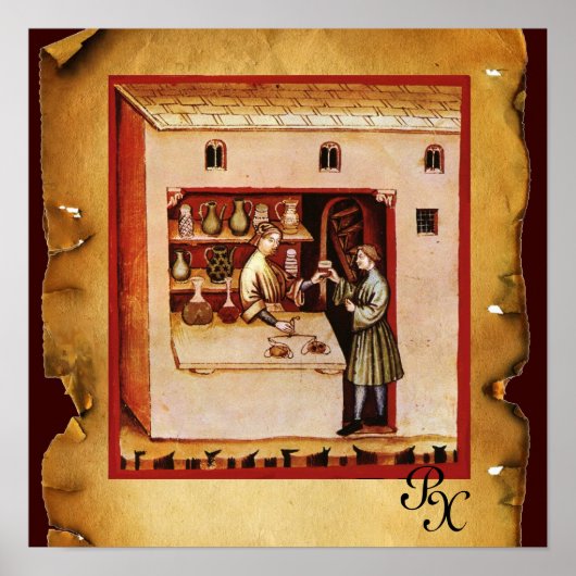Poster PHARMACIE ANTIQUE, Pharmacie, Parchemin (Devant)