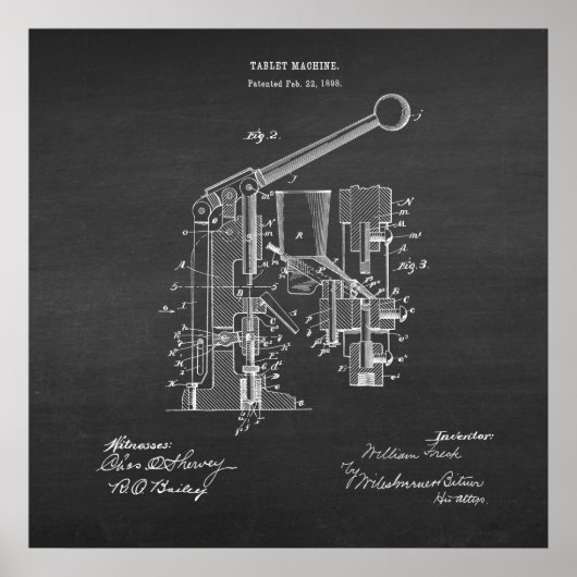 Poster Pharmacie Imprimer no 5 Tablet Machine Brevet (Devant)