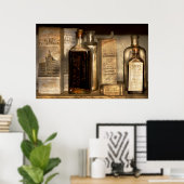 Poster Pharmacie - Objets en bouteilles et boîtes (Bureau à domicile)