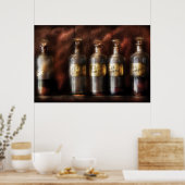 Poster Pharmacien - Cinq bouteilles (Cuisine)