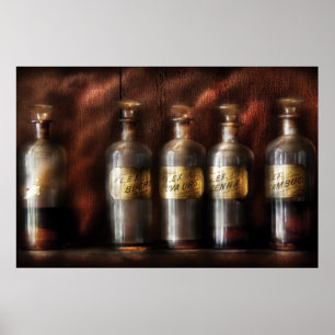Poster Pharmacien - cinq bouteilles