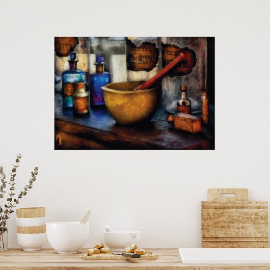 Poster Pharmacien - Mortier et pilon (Cuisine)