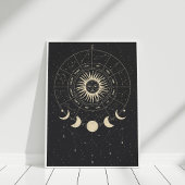 Poster Phases Boho noir et beige Zodiac Moon