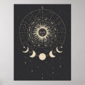 Poster Phases Boho noir et beige Zodiac Moon (Devant)
