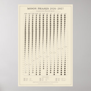 Poster Phases de la Lune 2026-2027 Calendrier Scolaire Po