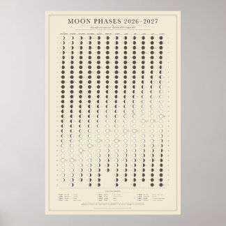 Poster Phases de la Lune 2026-2027 Calendrier Scolaire Po
